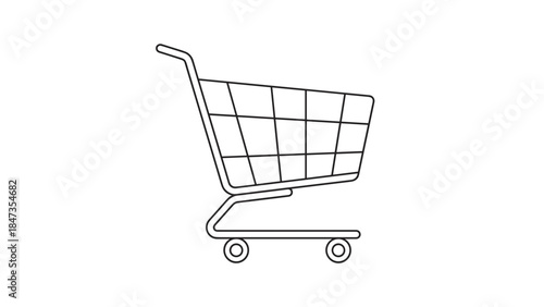 Outline icon of a shopping cart for retail and ecommerce design