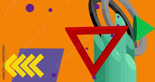 Geometrical graphic retro theme background animation with place for text. Minimal geometric elements frame video. Vintage abstract shapes for advertising.