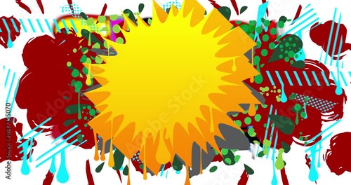 Graffiti speech bubble animation. Abstract modern Messaging sign street art decoration video, Discussion icon performed in urban painting style.