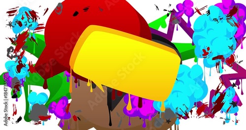 Graffiti speech bubble animation. Abstract modern Messaging sign street art decoration video, Discussion icon performed in urban painting style.