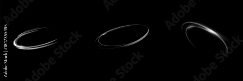 White glowing shiny lines effect vector background. Luminous white lines of speed. Light glowing effect. Light trail wave, fire path trace line and incandescence curve twirl