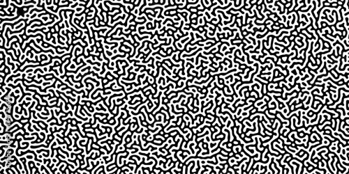 Turing reaction diffusion monochrome seamless pattern with chaotic motion .Linear design with biological shapes. Organic lines in memphis. abstract turing organic wallpaper background .	