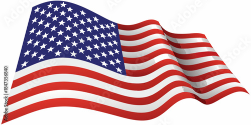Waving american flag with vibrant red and white stripes and blue field