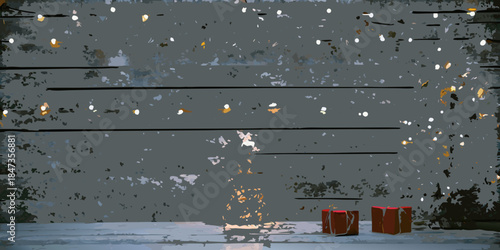 A weathered gray wall with a small minimalist still life arrangement