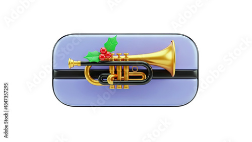 Christmas Trumpet Ornament on a Purple Background