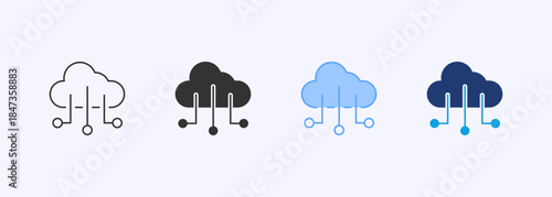 Cloud Computing Icon Set Multiple Style Collection Element For Design