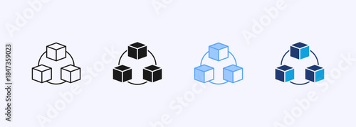 Blockchain Icon Set Multiple Style Collection Element For Design