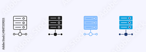Server Icon Set Multiple Style Collection Element For Design