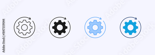 Process Icon Set Multiple Style Collection Element For Design