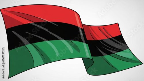 Pan african flag waving, red black and green colors