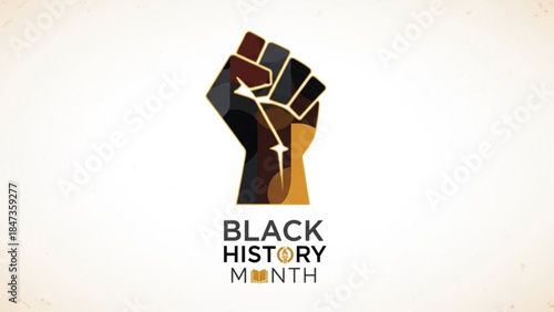 Black history month celebration with raised fist symbolizing unity and pride