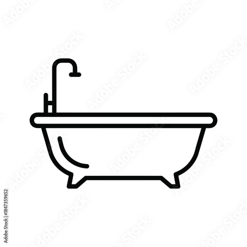 Simple line drawing of a bathtub