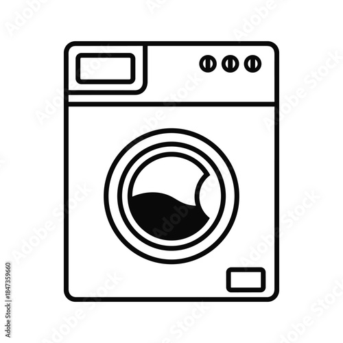 Front loading washing machine icon illustration