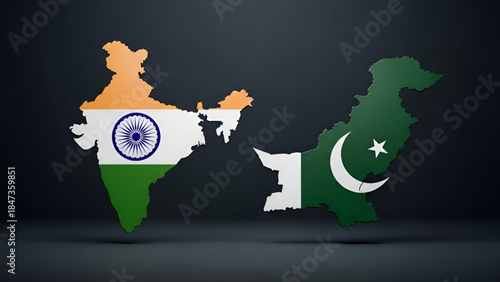 Indian map power concept showing India and Pakistan territory with national identity colors representing Republic pride Independence awareness and strategic Army strength in India concept 26 January 