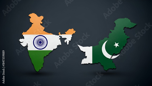 Indian map power concept showing India and Pakistan territory with national identity colors representing Republic pride Independence awareness and strategic Army strength in India concept 26 January 