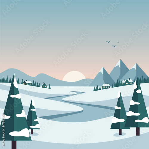 Serene Mountain Village Morning