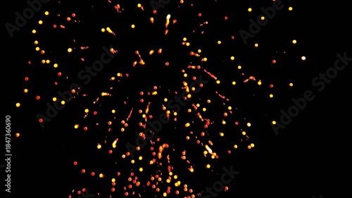4K. loop seamless of real fireworks background golden shining fireworks with bokeh lights in the night sky. glowing fireworks show. New year's eve fireworks celebration multiple colors