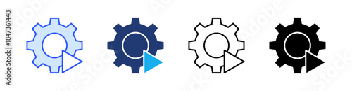 Automatic Multiple Style Icon Set Vector 