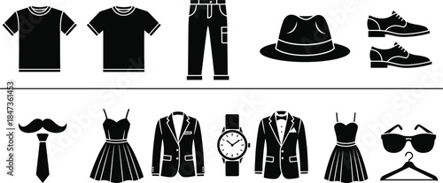 Black and white silhouette vector set of various summer flip-flops, sandals, and thongs, perfect for vacation, beach, or resort footwear graphics, isolated on white.