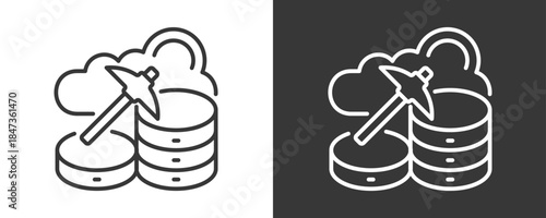 Data Mining Icon Set Vector Collection Isolated In Black And White