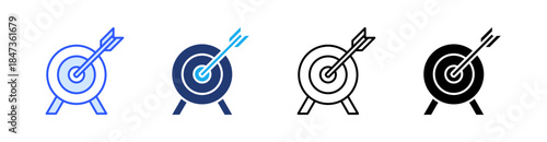 Target Multiple Style Icon Set Vector 