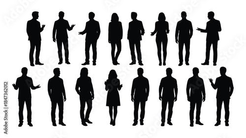 A collection of diverse people in black standing together presented as a striking silhouette