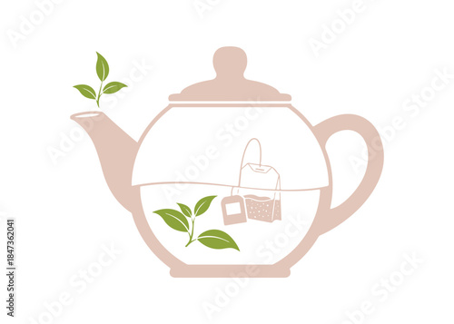 Illustration of the tea brewing process, broken down step by step in vector format. A straightforward flat design for tea, coffee, and other drink packages. Tea-making icons, placed on a white bg