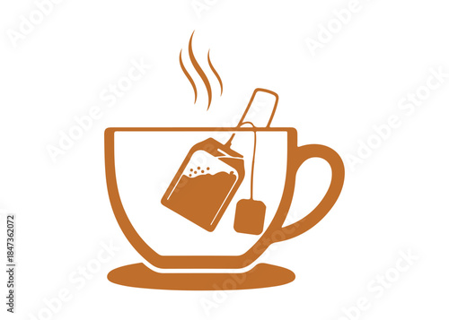 Step-by-step guide to brewing tea, illustrated in a vector style. A clean, flat design for tea, coffee, and other drink packaging. Icons for tea preparation, set against a white background.