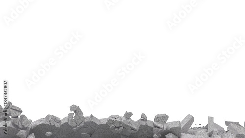 Wall description involves a sudden, forceful rupture, sending debris like concrete