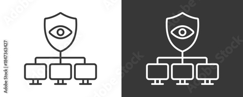 Monitoring Icon Set Vector Collection Isolated In Black And White