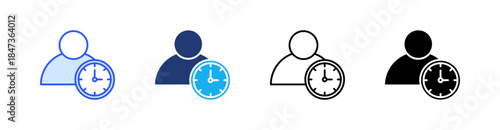 Punctuality Multiple Style Icon Set Vector 