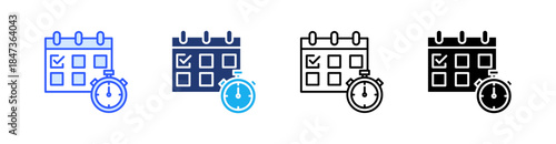 Deadline Multiple Style Icon Set Vector 