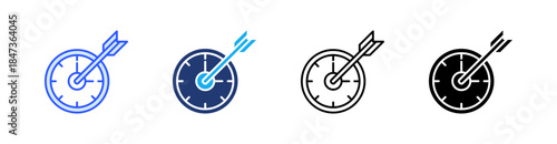 Target Time Multiple Style Icon Set Vector 