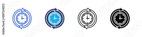 Cycle Time Multiple Style Icon Set Vector 