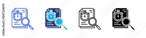 Time Tracking Multiple Style Icon Set Vector 