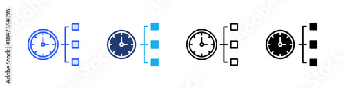 Time Organization Multiple Style Icon Set Vector 