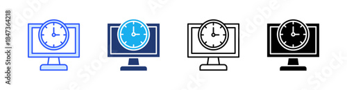 Working Time Multiple Style Icon Set Vector 