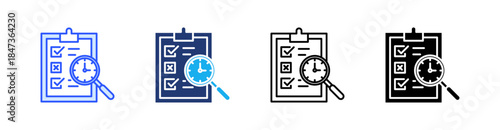 Time Audit Multiple Style Icon Set Vector 