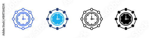 Timeline Multiple Style Icon Set Vector 