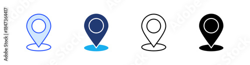 Location Multiple Style Icon Set Vector 