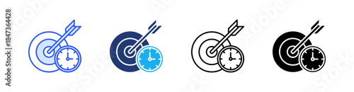 In Time Multiple Style Icon Set Vector 