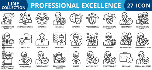 Professional excellence icon set collection vector illustration