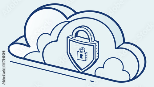 Illustration of a cloud with a lock, symbolizing data security and protection