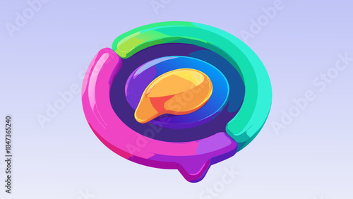 Vibrant abstract swirl with colorful concentric rings and droplet shapes
