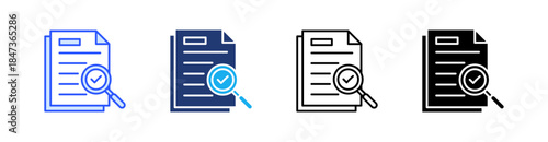 Reviewing Documents Multiple Style Icon Set Vector 