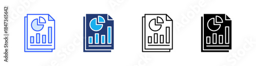 Report Multiple Style Icon Set Vector 