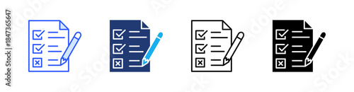 Survey Multiple Style Icon Set Vector 