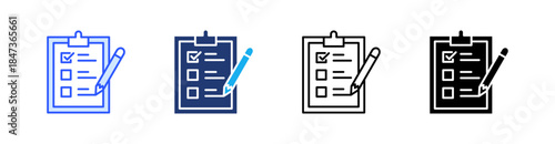 Questionnaire Multiple Style Icon Set Vector 