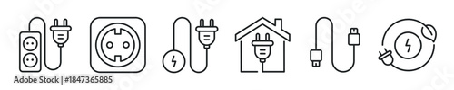 Electricity thin line icon set. Web minimal editable stroke icons