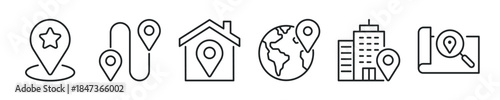 Location thin line icon set. Web minimal editable stroke icons